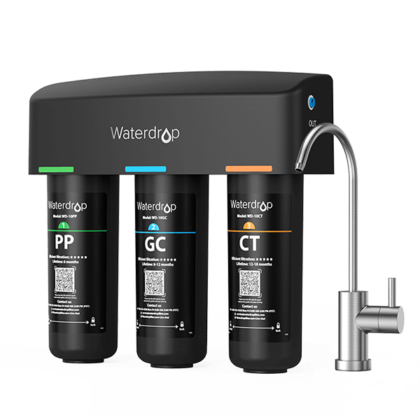 3-stufiges Unterbau-Wasserfiltersystem mit speziellem Wasserhahn Waterdrop TSB